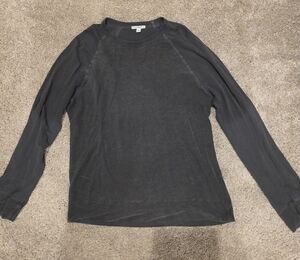 James Perse CREPE Charcoal Long Sleeve Top